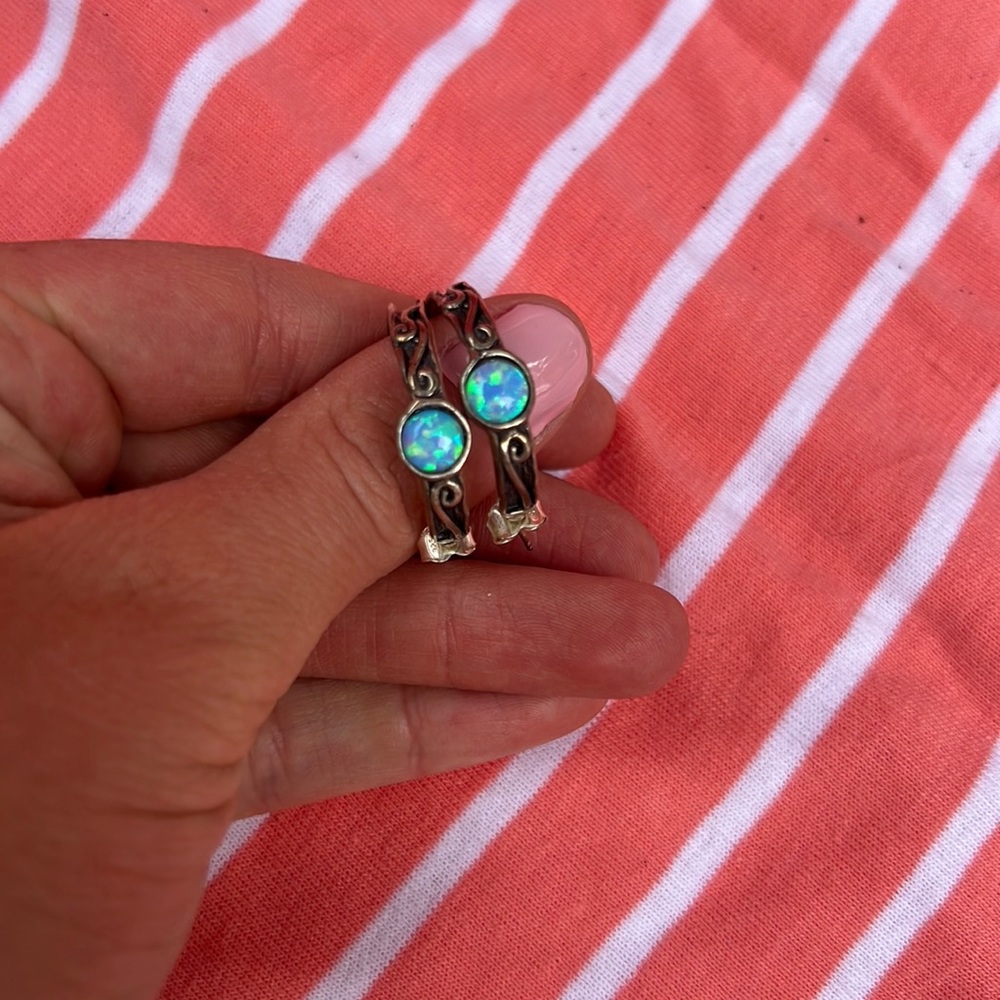 Beautiful sterling silver and gem hoop earrings